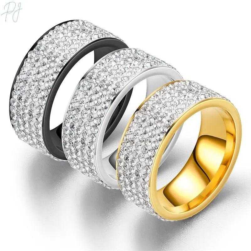 Polair Iced Stainless Steel Gold And Silver Rings For Men/Women.