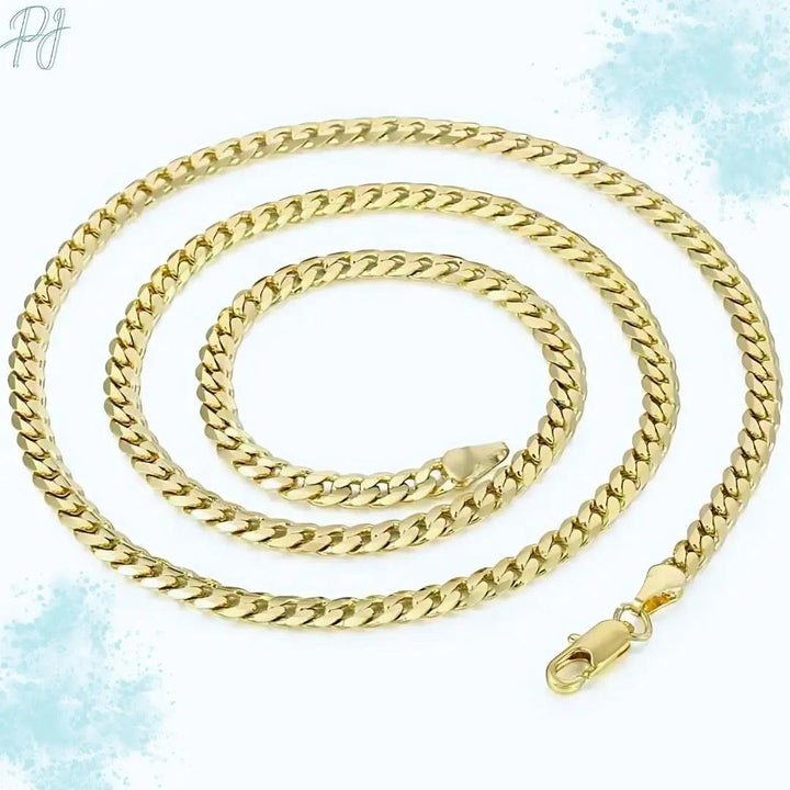 Official Gold Luxury Cuban Chain Necklace – 4.5mm Classic, Bold and Tarnish-Free, For Men & Women.