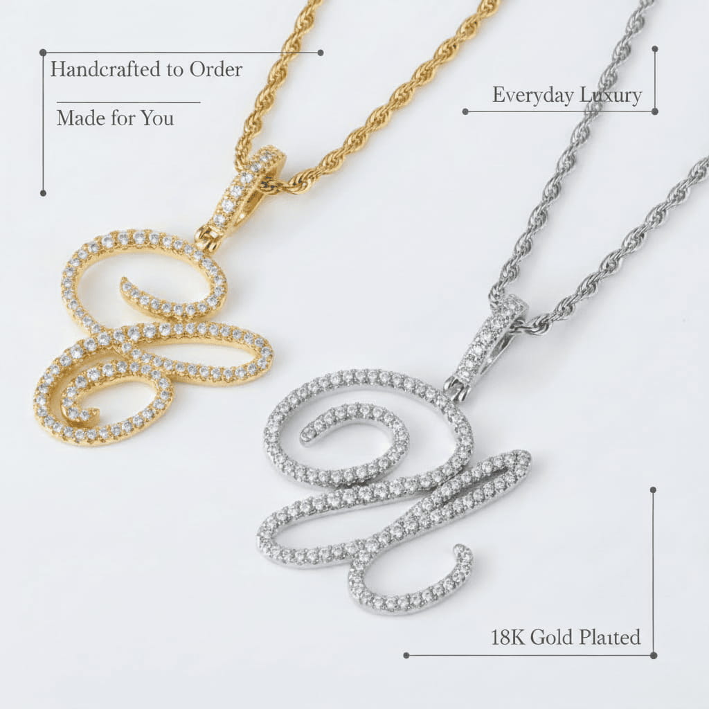 Aera Cursive Initial Letter Necklace - Polair