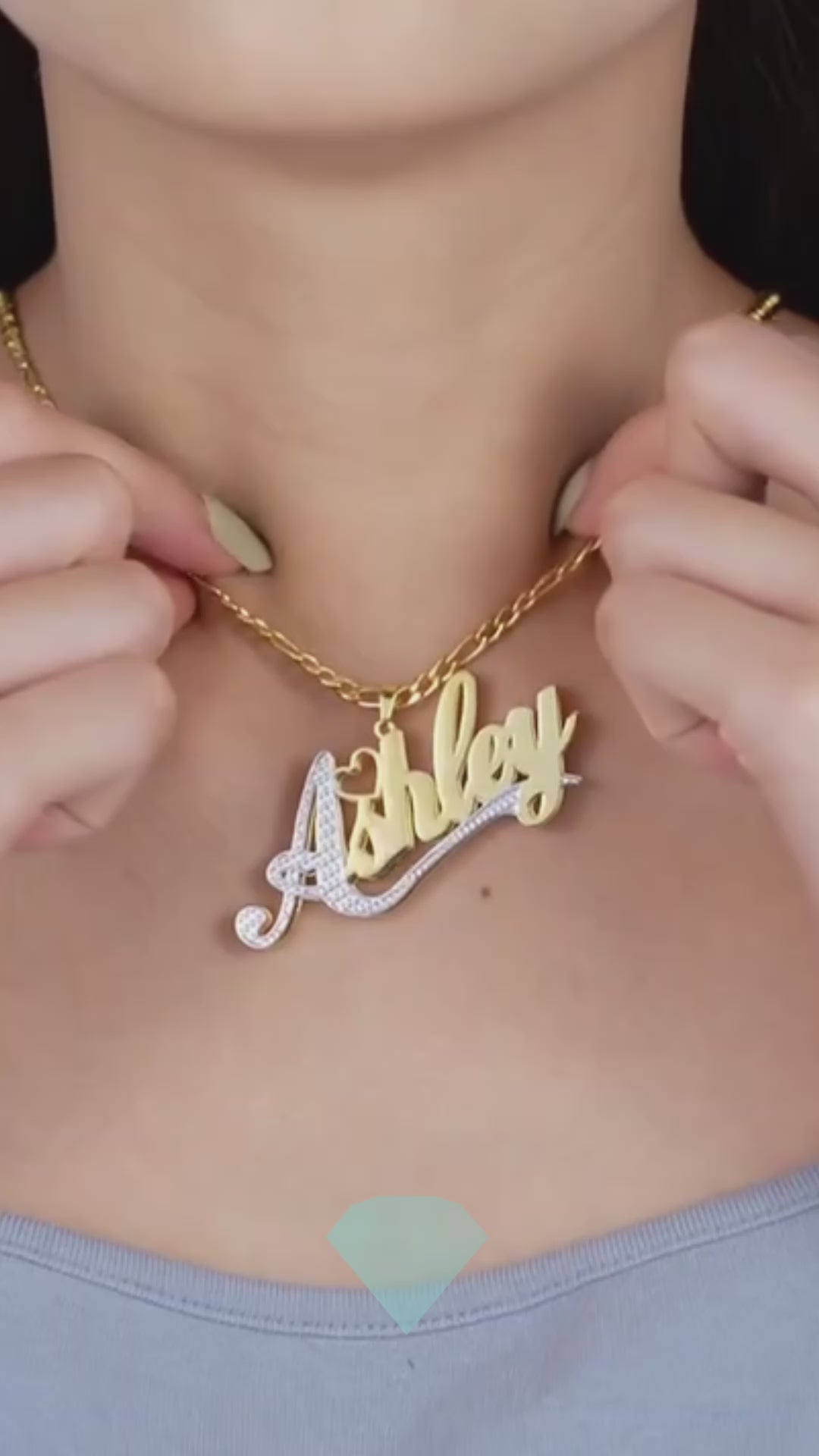Custom 18k Gold Plated Name Necklace – Double Plated, Tarnish-Free, Personalized Jewelry for Women.