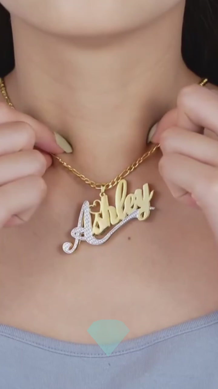 Custom 18k Gold Plated Name Necklace – Double Plated, Tarnish-Free, Personalized Jewelry for Women.