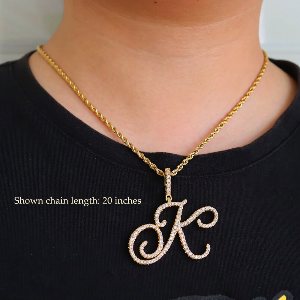 Worn necklace photo labeled with 20-inch chain length