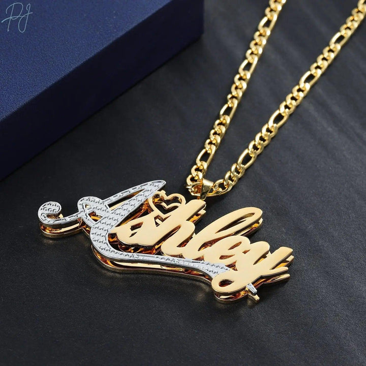 Custom 18k Gold Plated Name Necklace – Double Plated, Tarnish-Free, Personalized Jewelry for Women.